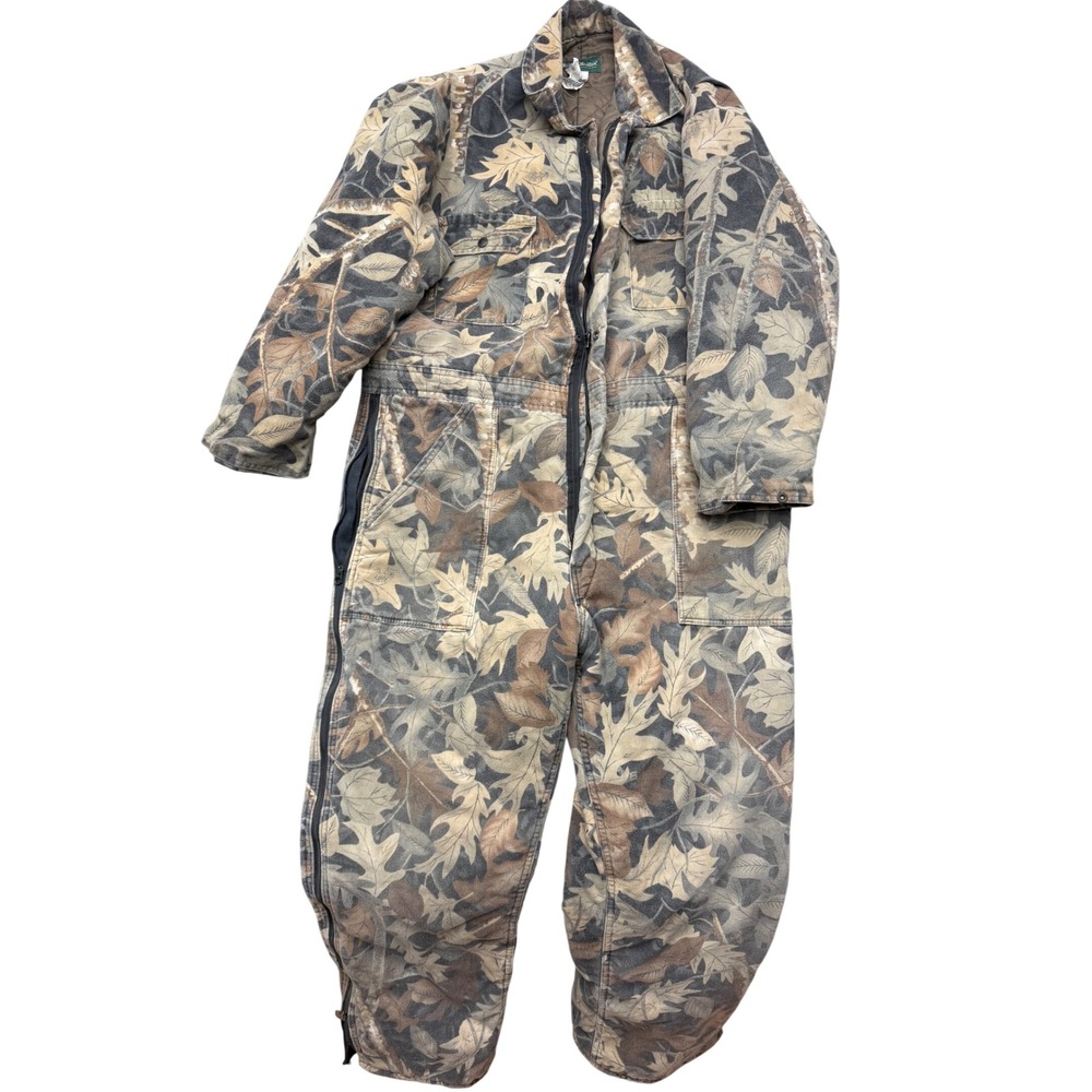 Gander Mountain Mens XL Camo Insulated Coveralls Leaf Pattern MI20/62R USA Made